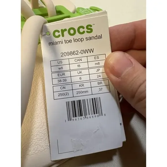 Crocs Miami Toe Loop Sandal Dew 209862-0WW Women's Size 8 Beige NEW - Picture 8 of 8